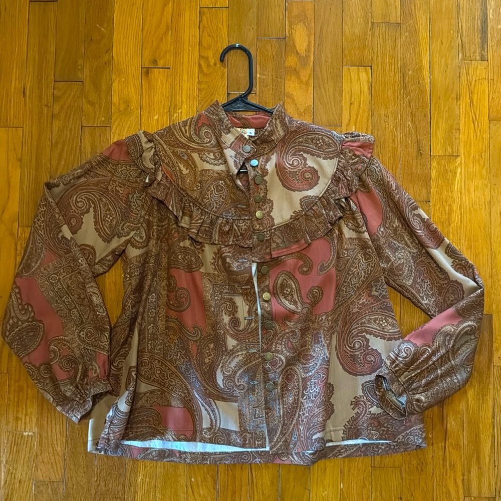 Revivall Victorian paisley button down shirt